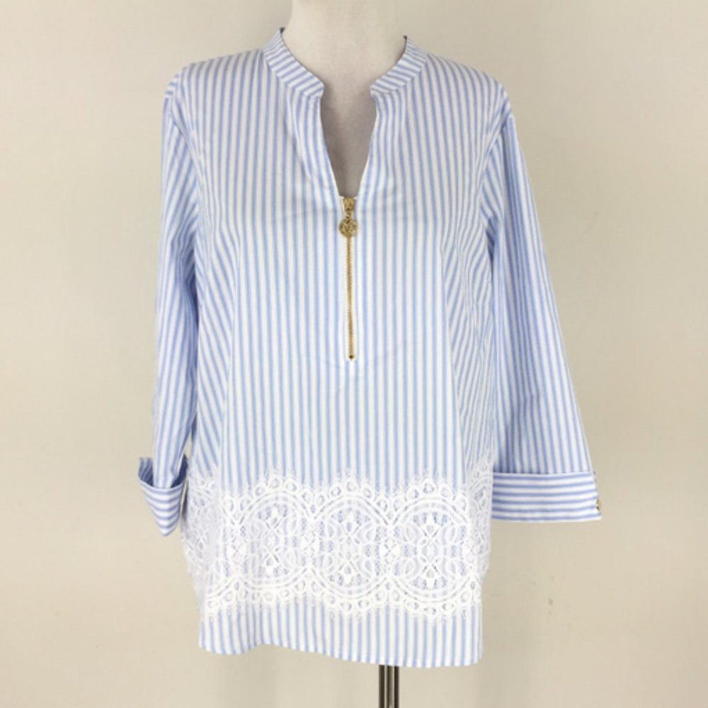 NEW | Anne Klein | Embroidered Tunic Blouse